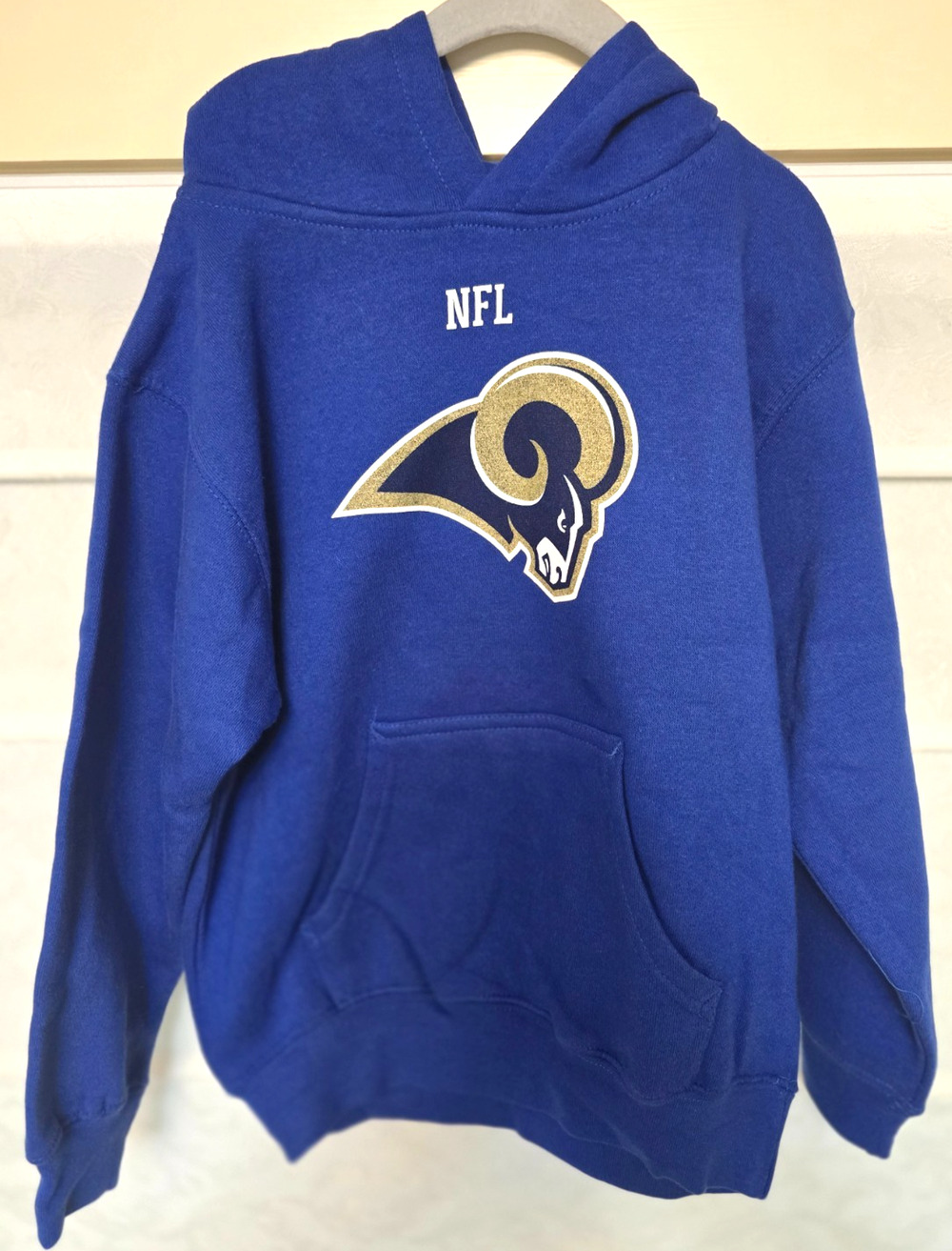 Los Angeles Rams Hoodie Kids Size 7 Large Blue NFL Team Apparel Pullover NWT